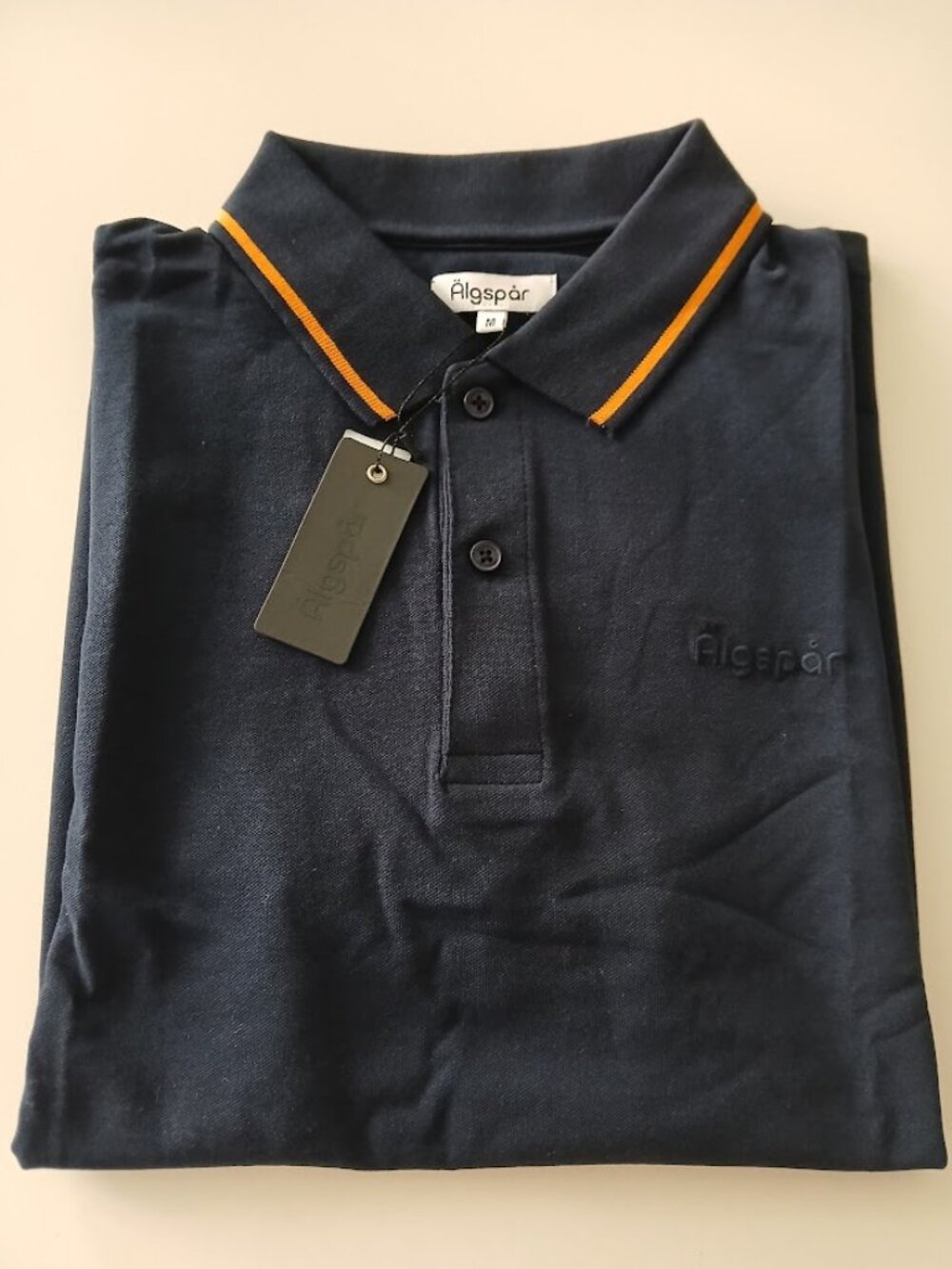 Mens Algspar Navy Blue Cotton Polo - size M - NEW